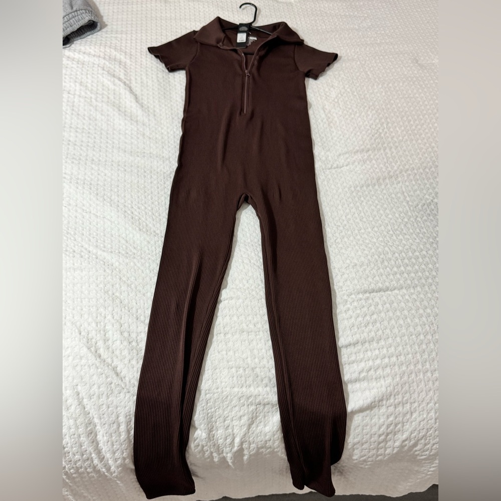 Fashion Nova Chocolate Ribbed Jumpsuit